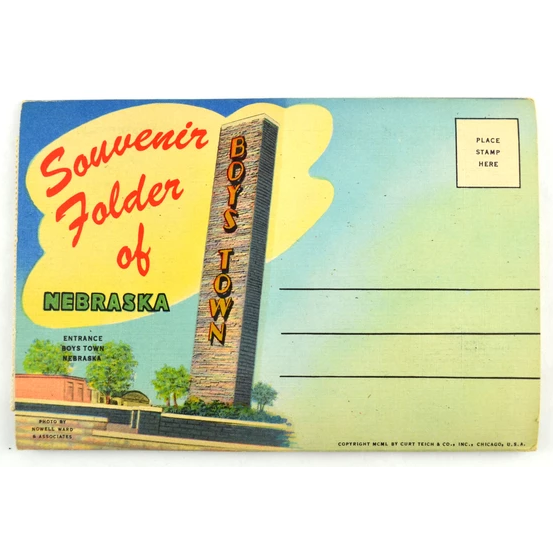 Vintage 1950 Boys Town Nebraska Souvenir Postcard Folder 18 Views - Avid Vintage