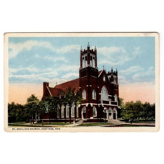 Vintage 1930s Hastings Nebraska Postcard St. Cecilia's Church A 56802 Unused - Avid Vintage