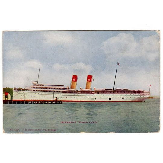 Steamship North Land Vintage 1910s Ocean Liner Postcard Harbor Springs Michigan - Avid Vintage
