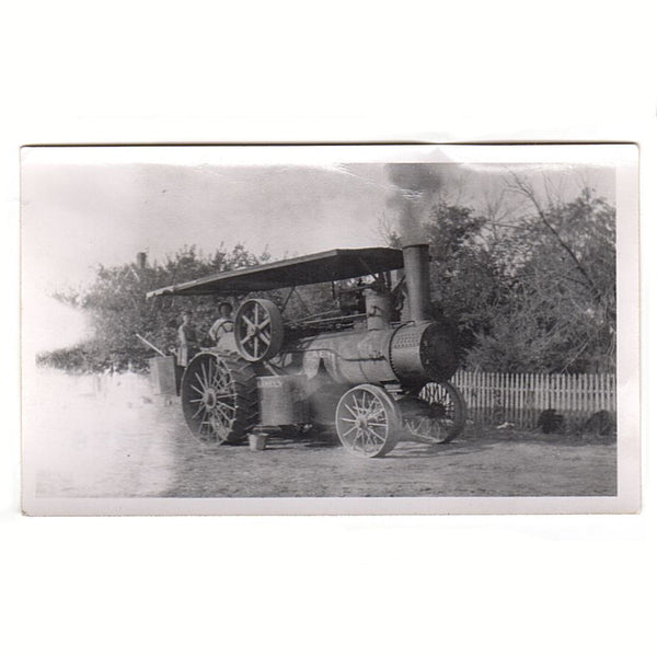 Antique Steam Powered Tractor Photo Farming Agricultural Equipment Photograph - Avid Vintage