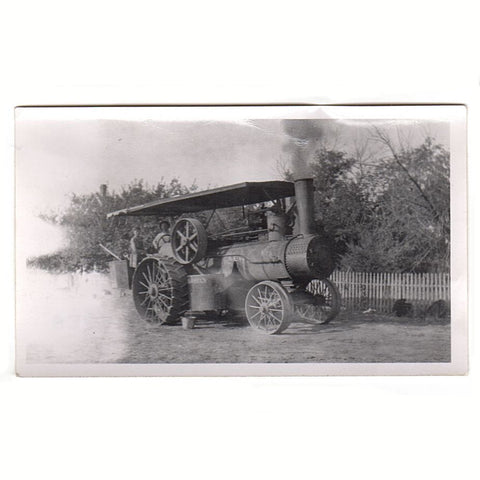 Antique Steam Powered Tractor Photo Farming Agricultural Equipment Photograph - Avid Vintage