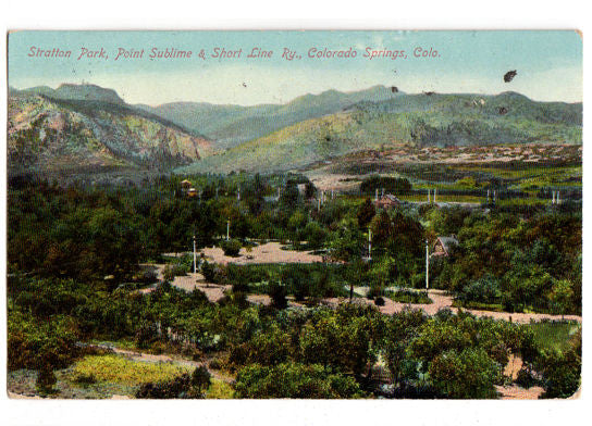 Vintage 1910's Postcard Stratton Park Point Sublime & Short Line Railroad Colorado Springs Colorado - Avid Vintage