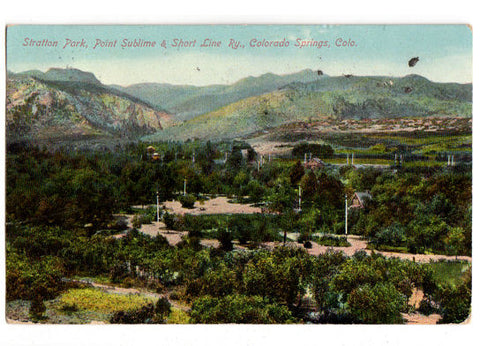 Vintage 1910's Postcard Stratton Park Point Sublime & Short Line Railroad Colorado Springs Colorado - Avid Vintage