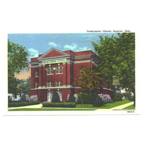 Vintage Superior Nebraska Curteich Linen Postcard Presbyterian Church Unused - Avid Vintage