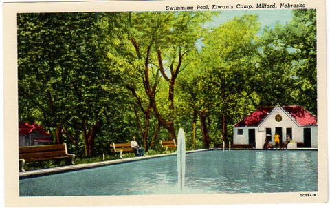 Vintage 1940s Milford Nebraska Swimming Pool Kiwanis Camp Linen Postcard - Avid Vintage