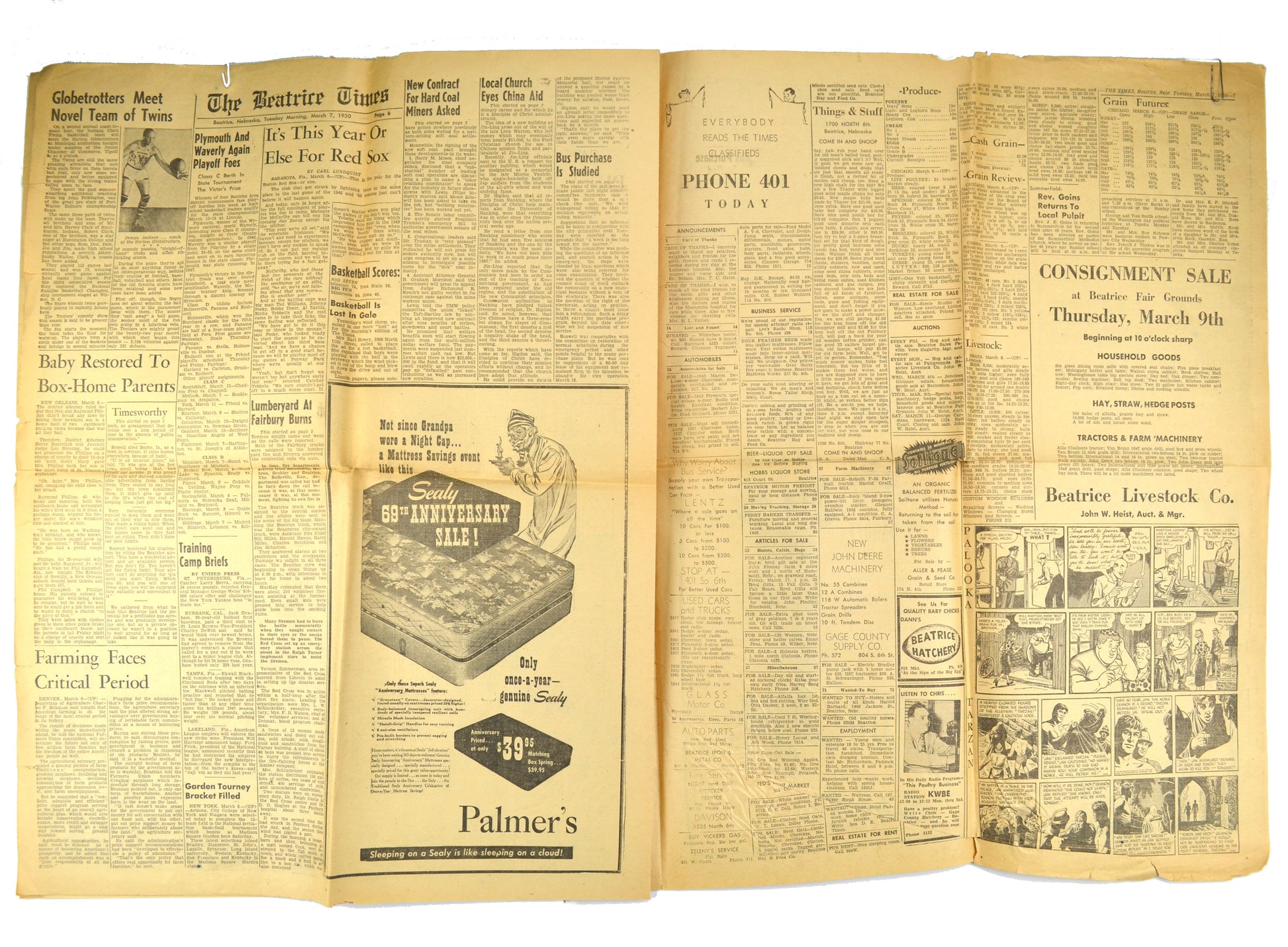 Vintage Nebraska Newspaper The Beatrice Times March 7, 1950 - Avid Vintage