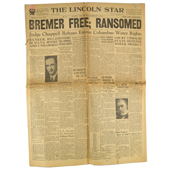 Vintage Nebraska Newspaper The Lincoln Star February 8, 1934 - Avid Vintage