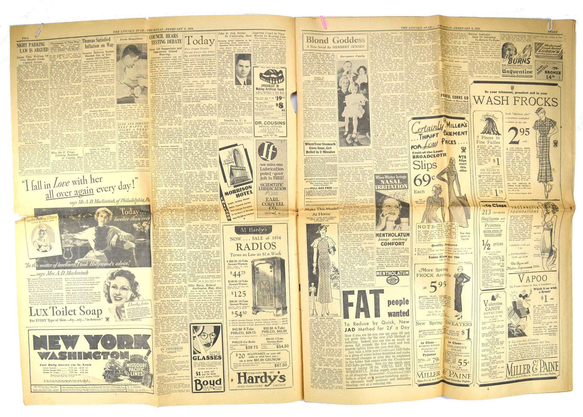 Vintage Nebraska Newspaper The Lincoln Star February 8, 1934 - Avid Vintage