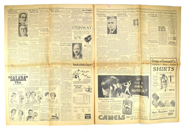 Vintage Nebraska Newspaper The Lincoln Star February 8, 1934 - Avid Vintage