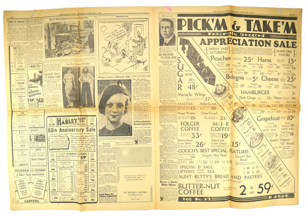 Vintage Nebraska Newspaper The Lincoln Star February 8, 1934 - Avid Vintage