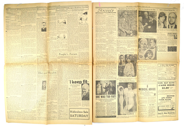 Vintage Nebraska Newspaper The Lincoln Star February 8, 1934 - Avid Vintage