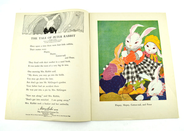 The Tale of Peter Rabbit by Beatrix Potter 1943 Children's Classic Book Color Illustrations - Avid Vintage