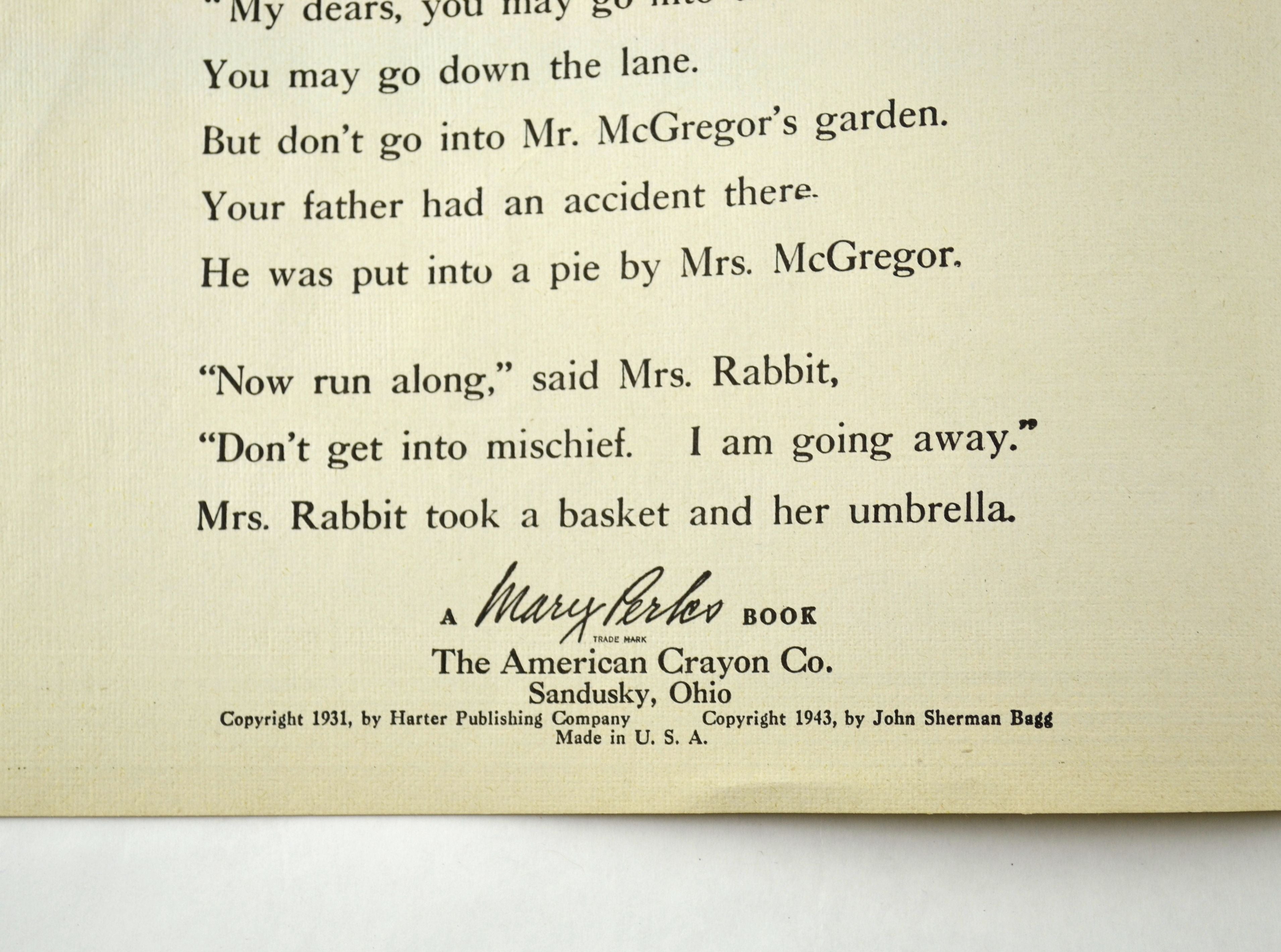 The Tale of Peter Rabbit by Beatrix Potter 1943 Children's Classic Book Color Illustrations - Avid Vintage