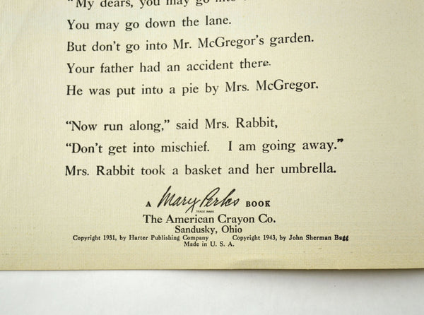 The Tale of Peter Rabbit by Beatrix Potter 1943 Children's Classic Book Color Illustrations - Avid Vintage