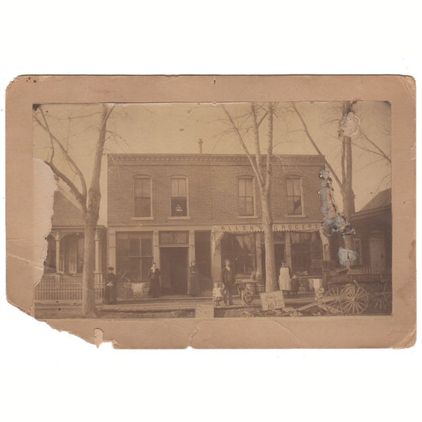 Tillamook Oregon Antique Photo Allens Grocery Store Front Signage Wagon People - Avid Vintage