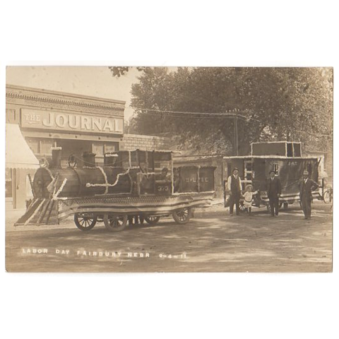 Train Cars Labor Day Parade 1911 Fairbury Nebraska Real Photo Postcard - Avid Vintage