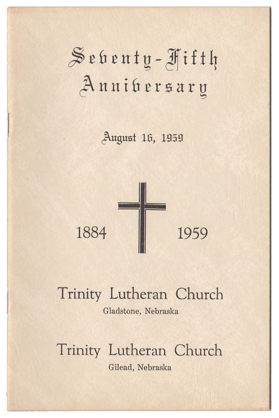 Vintage Lutheran Church Gilead Gladstone Nebraska 1959 Anniversary Booklet - Avid Vintage