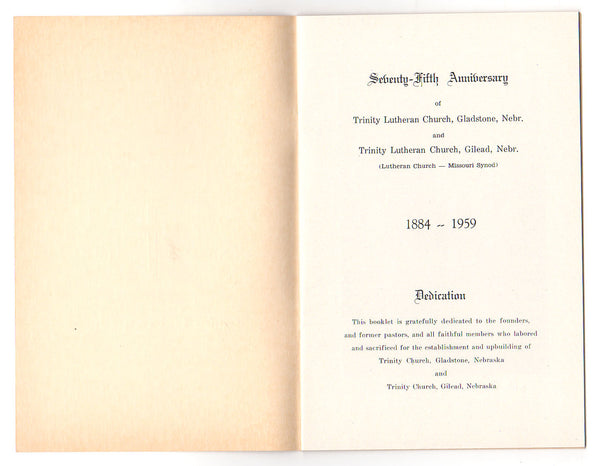 Vintage Lutheran Church Gilead Gladstone Nebraska 1959 Anniversary Booklet - Avid Vintage