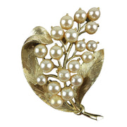 Vintage USNER Gold Tone Faux Pearls Flower Brooch