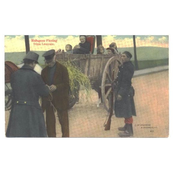 Vintage WW1 Underwood Military Postcard W.C.A. Series 145 Number 49 Refugees Fleeing From Louvain - Avid Vintage