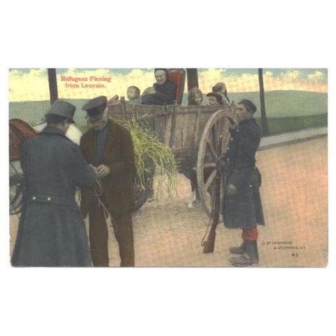 Vintage WW1 Underwood Military Postcard W.C.A. Series 145 Number 49 Refugees Fleeing From Louvain - Avid Vintage
