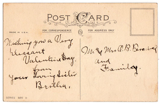 Antique Valentine Postcard Red Heart Pink and Blue Pendant Necklaces - Avid Vintage