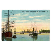 Vintage 1910's Portland Harbor Oregon Postcard Ships on Water O R and N Railroad A 8465 Unused - Avid Vintage