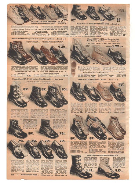 Vintage 1936 Catalog Page Baby Childrens Shoes Boots Print Ad