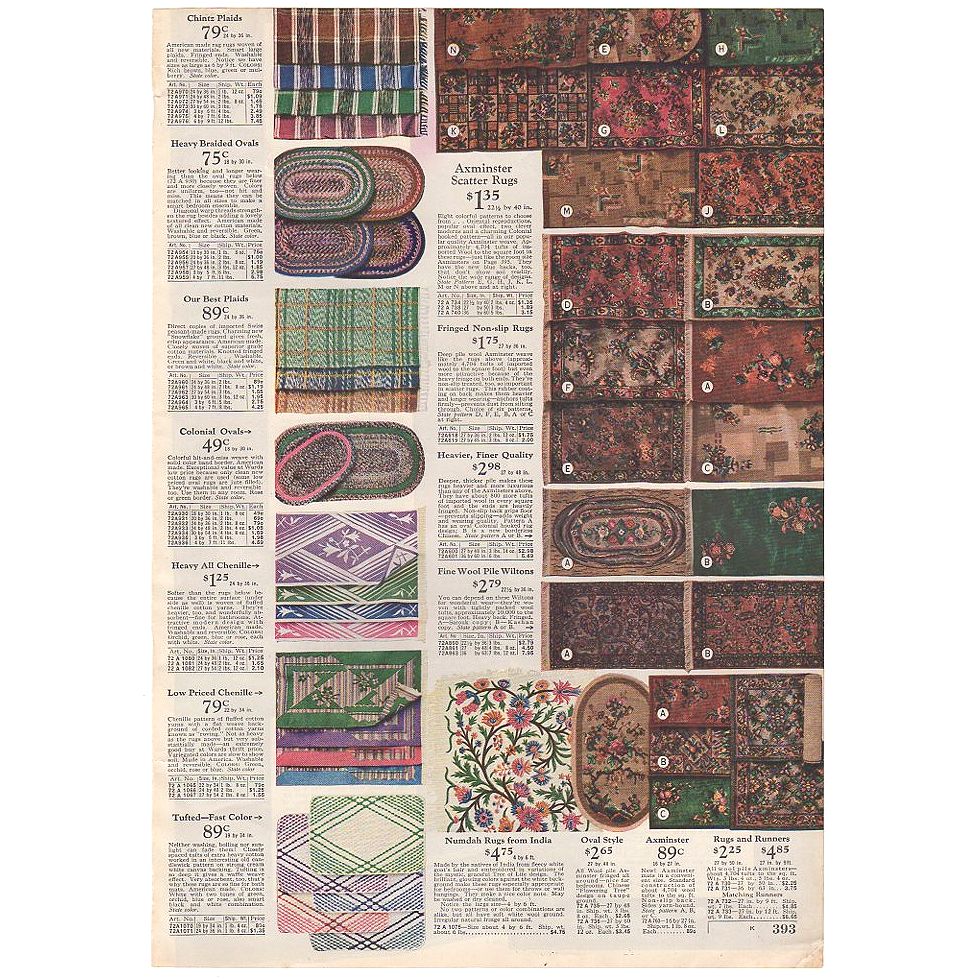 Vintage 1936 Catalog Page India Rugs Oval Braided Print Ad