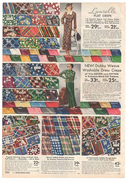 Vintage 1936 Catalog Page Silk Crepe Fabrics Print Ad