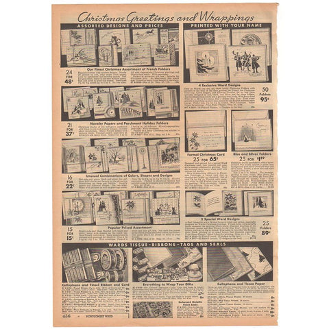 Vintage 1936 Christmas Cards Diaries Scrapbooks Catalog Page Print Ad