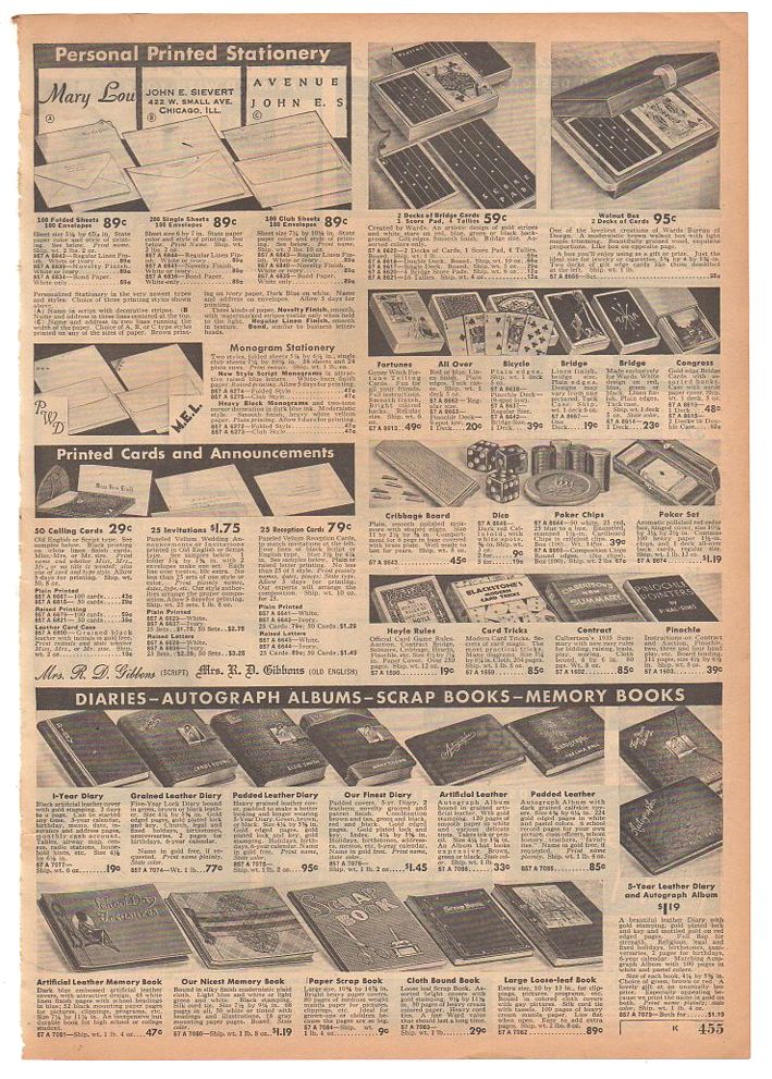 Vintage 1936 Christmas Cards Diaries Scrapbooks Catalog Page Print Ad
