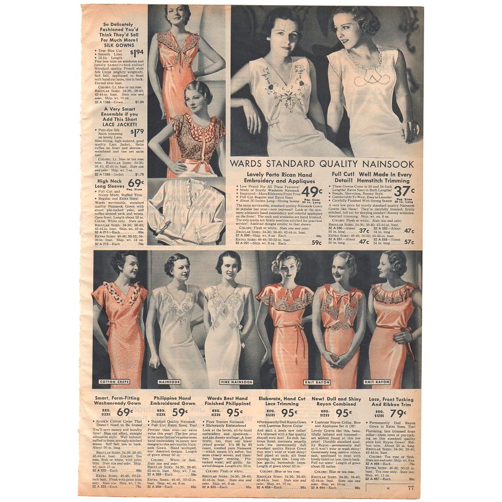Vintage 1936 Embroidered Night Gowns Womens Hosiery Catalog Page Print Ad