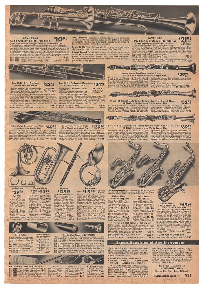 Vintage 1936 Harmonicas Ukuleles Catalog Page Print Ad