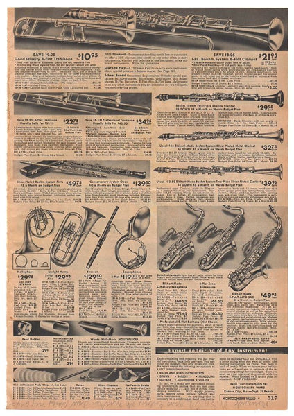 Vintage 1936 Harmonicas Ukuleles Catalog Page Print Ad