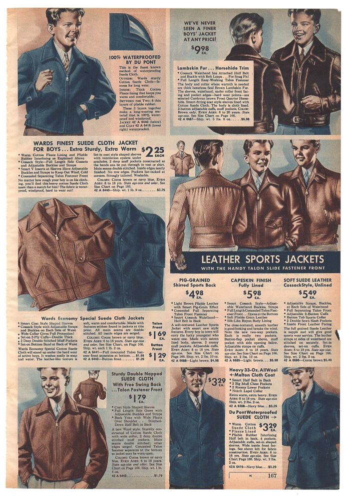 Vintage 1936 Mens Leather Sports Jackets Catalog Page Print Ad