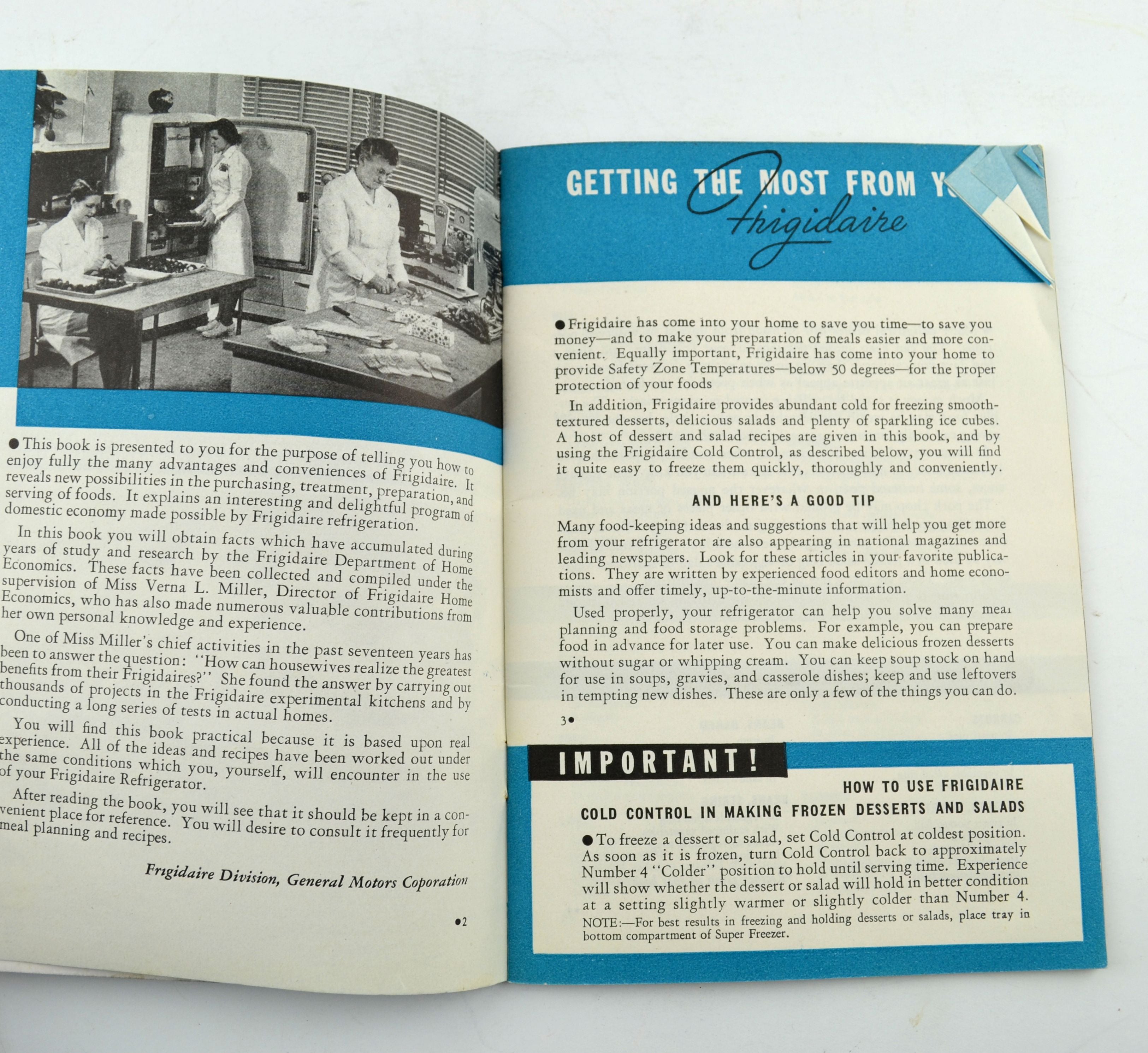 Vintage 1945 Cookbook Your Frigidaire Recipes Book