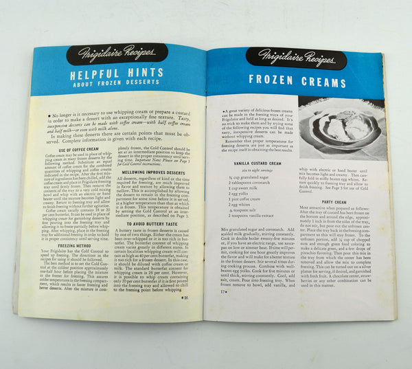 Vintage 1945 Cookbook Your Frigidaire Recipes Book