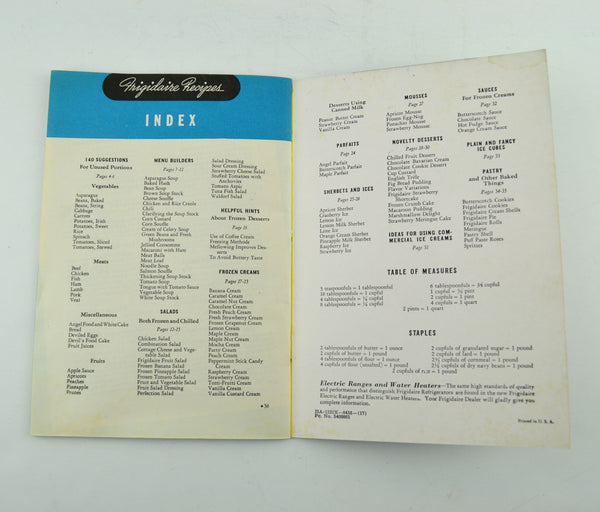 Vintage 1945 Cookbook Your Frigidaire Recipes Book