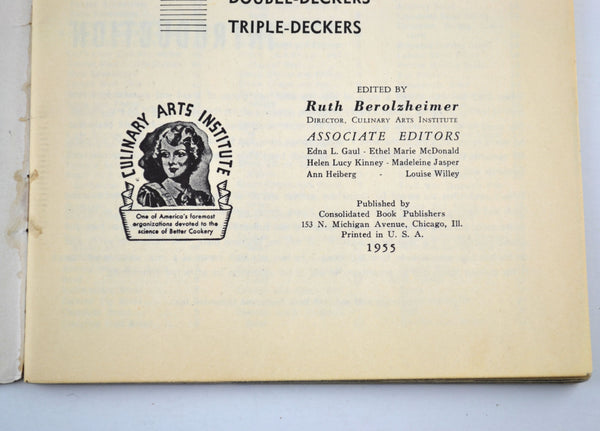 Vintage 1955 Cookbook 500 Tasty Sandwiches Culinary Arts Softcover Sandwich Recipes