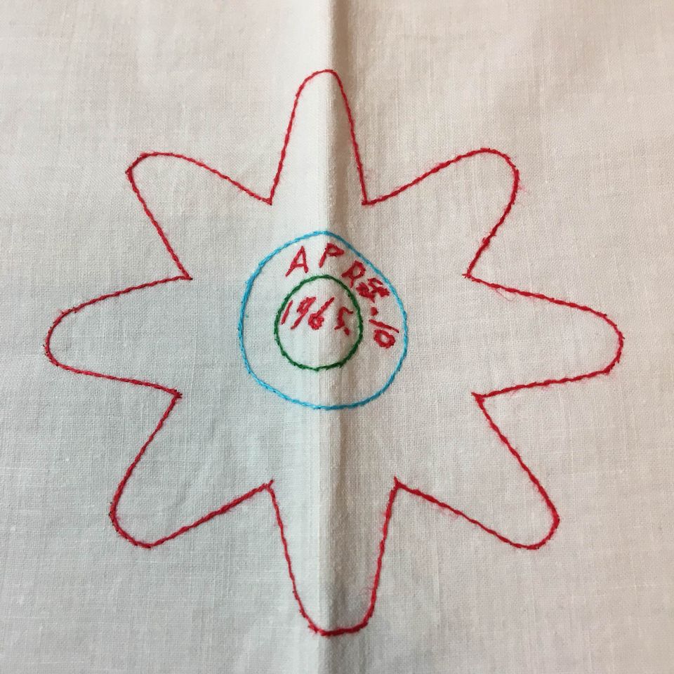 Vintage 1965 Hand Embroidered Dresser Scarf or Table Runner Lily Pads 40 x 13 - Avid Vintage