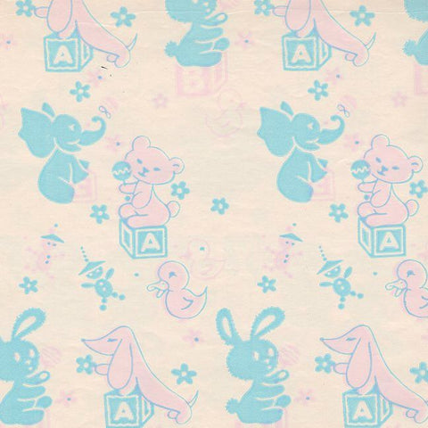 Vintage Baby Gift Wrap Paper Sheet Dogs Bears Ducks