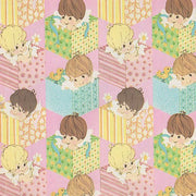 Vintage 1970s Juvenile Wrapping Paper Babies Gift Wrap Pink Blue - Avid Vintage