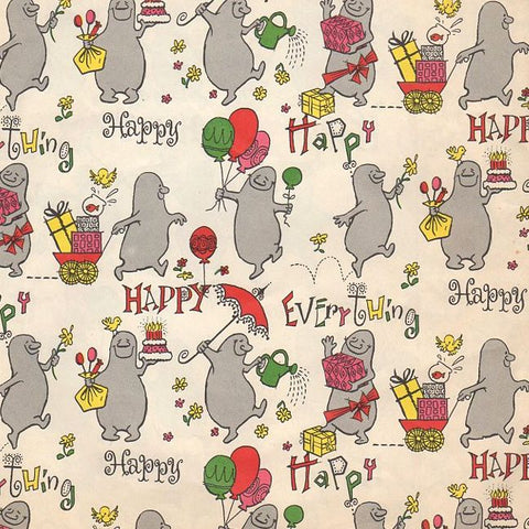 Vintage 1960s Childrens Gift Wrap Juvenile Wrapping Paper Balloons