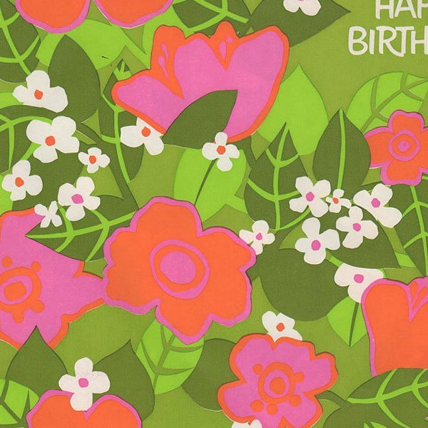 Vintage Flower Power Birthday Wrapping Paper Sheet