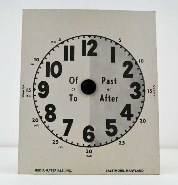 Vintage Cardboard Clock Face Movable Hands For Teaching Classroom Supply - Avid Vintage