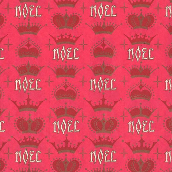 Christmas Wrapping Paper Noel Crowns Red Vintage 1950s Gift Wrap