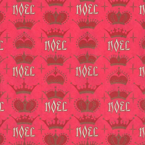 Christmas Wrapping Paper Noel Crowns Red Vintage 1950s Gift Wrap