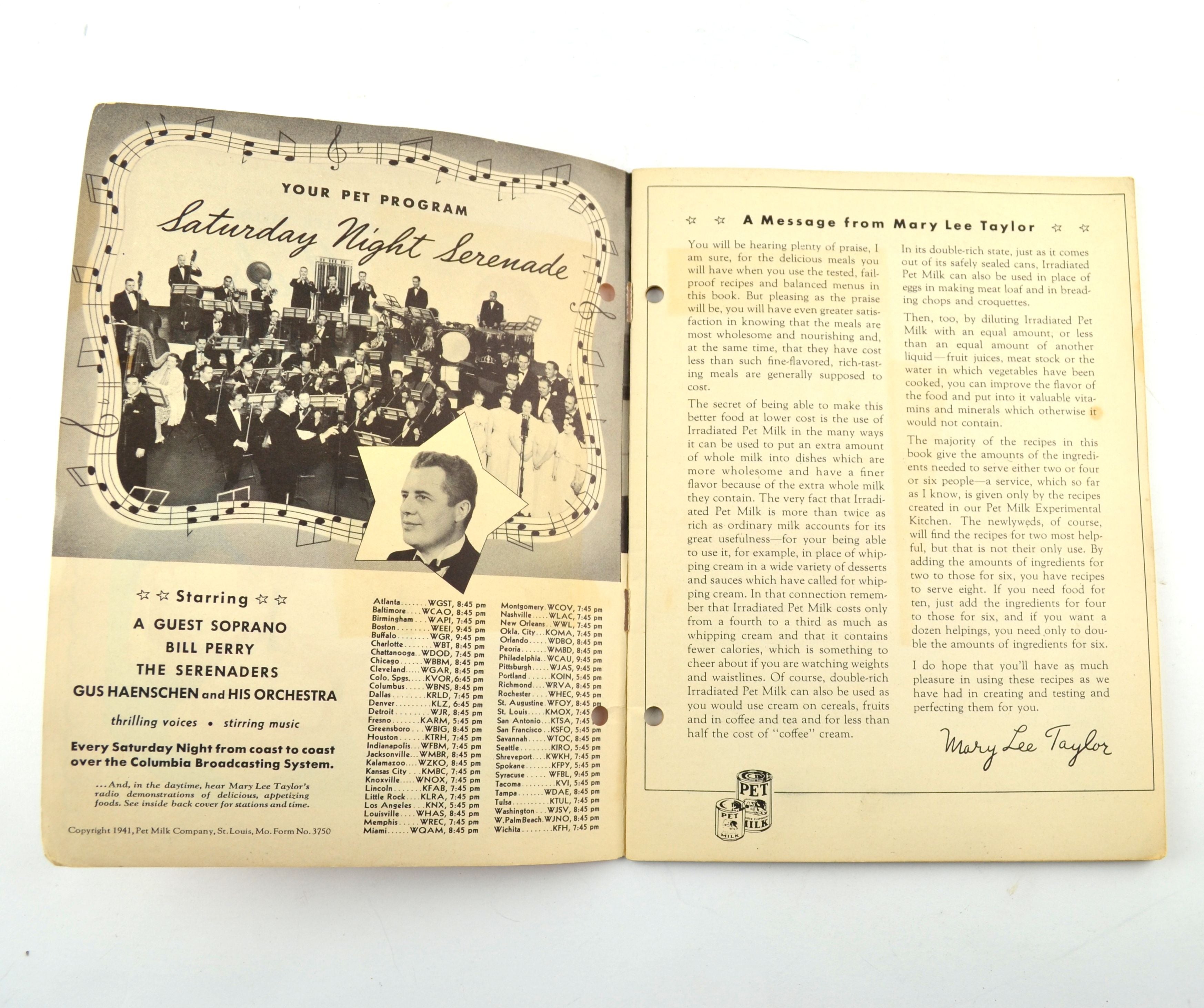 Vintage Cookbook 1941 Pet Milk Mary Lee Taylor Meals that Please - Avid Vintage