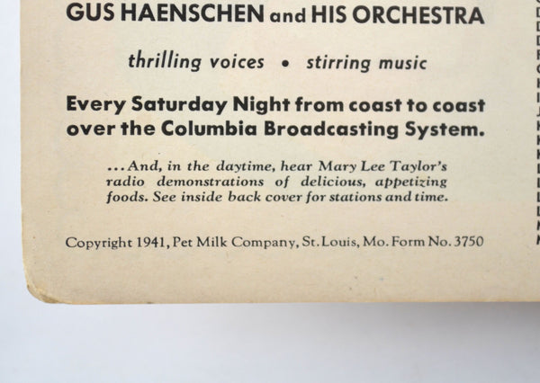 Vintage Cookbook 1941 Pet Milk Mary Lee Taylor Meals that Please